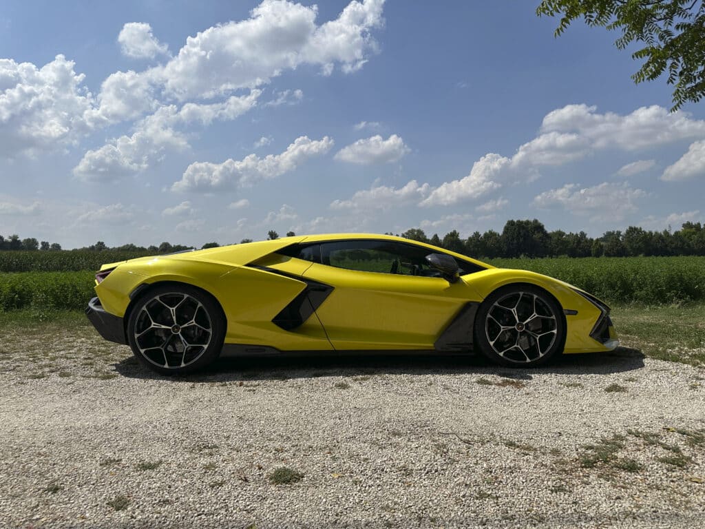 Yellow Lamborghini photographed in the Emilian countryside